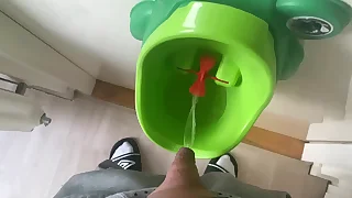 Guys with a tiny little dick have to use a potty to pee